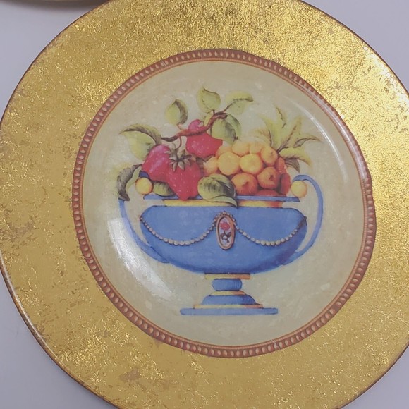 Glass Fruit Decorative Floral Plates Fruit in Bowls Set Of 3 Gold 8 Inches - Picture 8 of 9